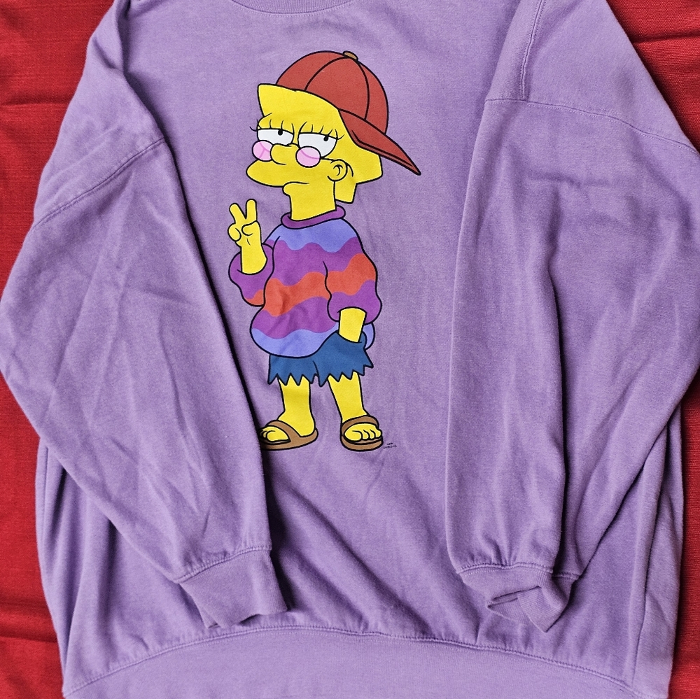 The Simpsons Lisa Purple Sweatshirt Size‎ XXL Oversized, Large Fit Vintage Style
